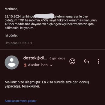 Sezonluk Paket İptalinde Yaşanan Sorun Ve Müşteri Hizmetleri Ulaşım Zorluğu