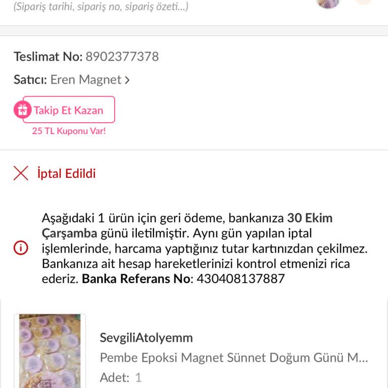 İptal Edilen Siparişin Para İadesi Sorunu