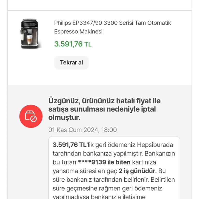 Hepsiburada'da Hatalı Fiyat Mağduriyeti