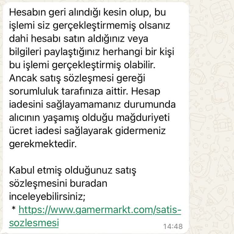 Gamermarkt Üzerinden Satılan Hesabın Geri Alındığı İddiası