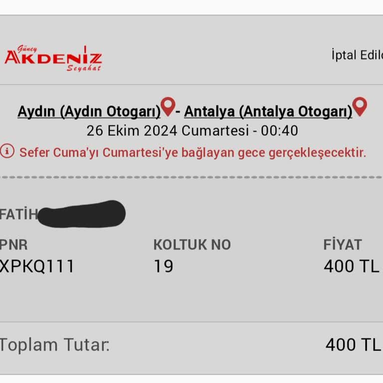 İptal Edilen Biletin Ücreti Hala İade Edilmedi