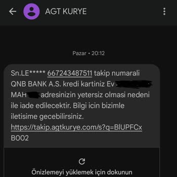 Kredi Kartım 2.5 Ay Sonra AGT Kurye Tarafından Saklandı