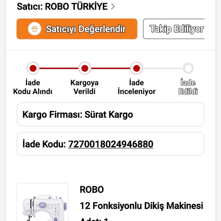 Trendyol'dan Aldığım Bozuk Dikiş Makinesinin İadesi Yapılmadı