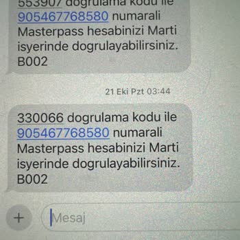 Yanlış Gönderilen Doğrulama Kodları