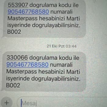 Yanlış Gönderilen Doğrulama Kodları