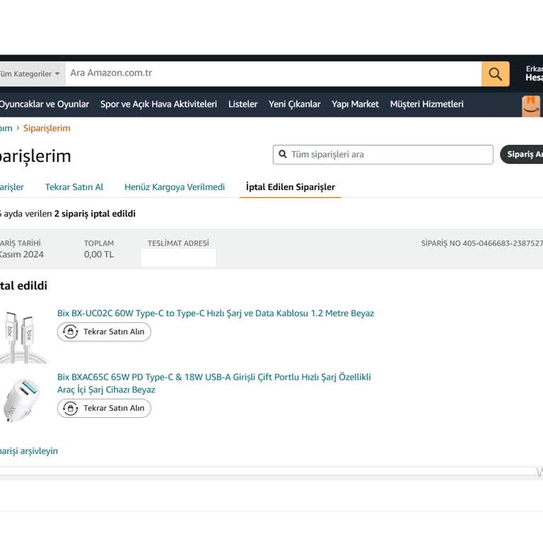 Amazon'da İptal Edilen Sipariş Ve İade Sorunu