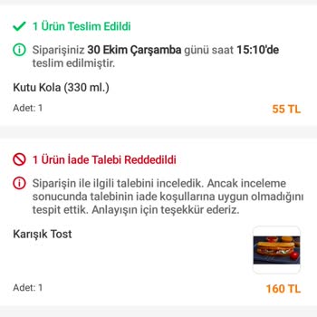 Trendyol Yemek Siparişimde Büyük Hayal Kırıklığı
