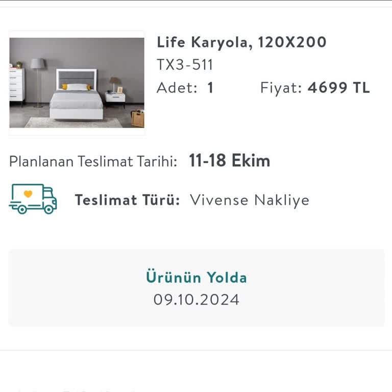 Vivense'den Zamanında Teslim Edilmeyen Karyola
