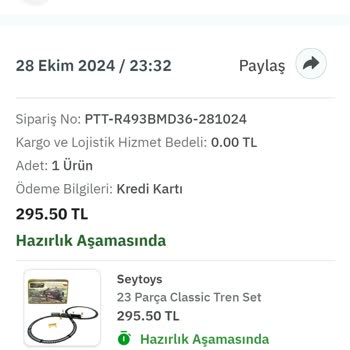 Kargoya Verilmeyen Oyuncak Tren