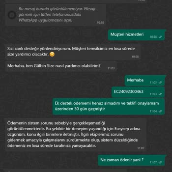 EasyCep Takas Desteği Mağduriyeti