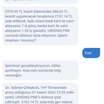 Yanlış Bilet İptali Mağduriyeti