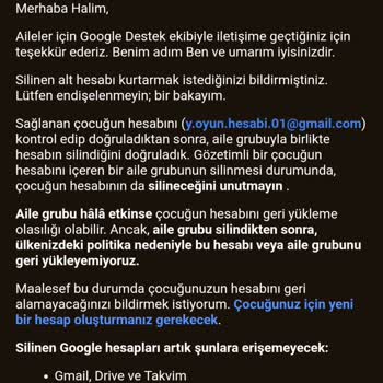 Yanlışlıkla Silinen Google Hesabı Ve Destek Sorunu