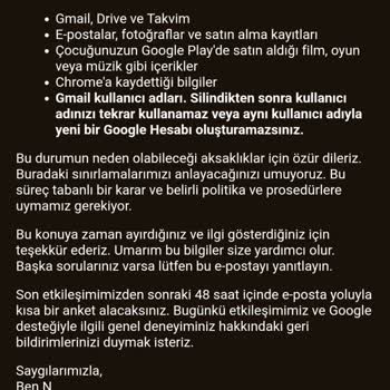 Yanlışlıkla Silinen Google Hesabı Ve Destek Sorunu