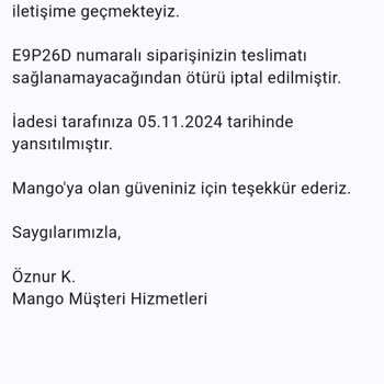 Mango Siparişim Neden İptal Edildi?
