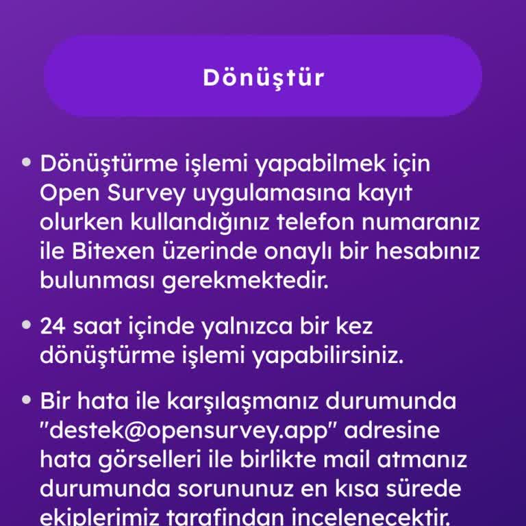 Opensurvey Puanlarını Bitexen'e Aktaramama Sorunu