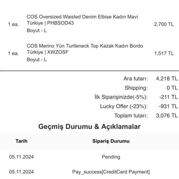 Cos Turkey Sahte Sitesi Mağduriyeti