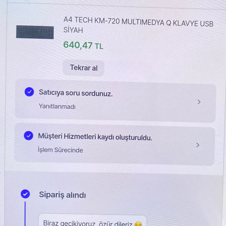 Kargolanmayan Sipariş Ve Yetersiz Müşteri Hizmetleri