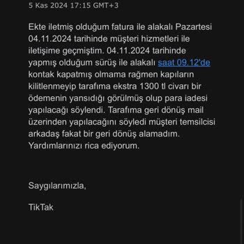 Para İadesi Beklerken Sessizlik: Tiktak Müşteri Hizmetleri Sorunu