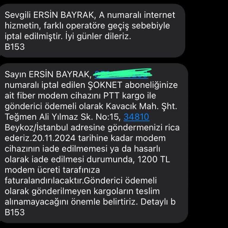 Modem İadesi Konusunda Destek Bekliyorum