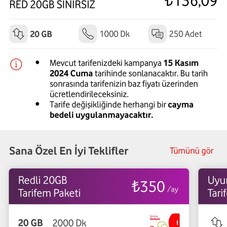 Taahhüt Bitişine Yakın Uygun Tarifelerin Kaldırılması