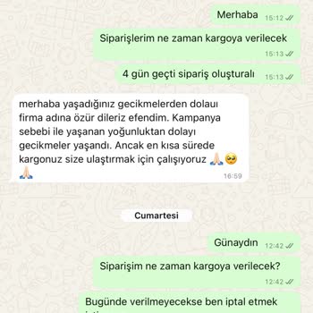 Organicscarfs'tan Sipariş Gecikmesi Ve İptal Süreci