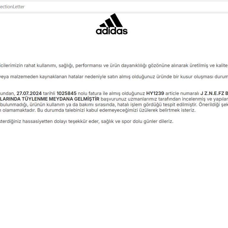 Adidas Ürünü Tüylenme Sorunu Ve Yetersiz Müşteri Hizmeti