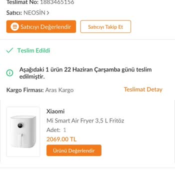 Trendyol'dan Alınan Xiaomi Airfry Cihazında Sürekli E1 Hatası Ve Fatura Sorunu