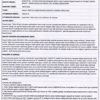 Tüketici Hakem Heyeti Kararına Rağmen Ürün Değişimi Yapılmadı