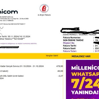 Milenicom'da Fatura Ve Bağlantı Ücreti Sorunu