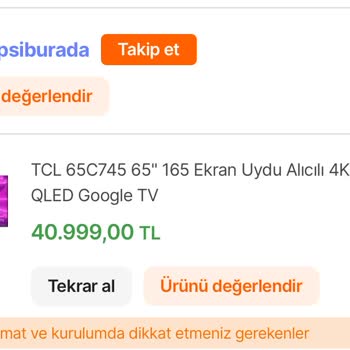 Televizyon Fiyat Farkı Ve İade Sorunu