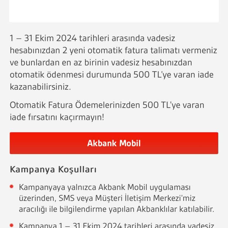 Akbank Fatura İade Kampanyasında Mağduriyet