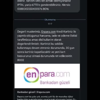 Kredi Kartı Yanlış Anlaşılma Nedeniyle İptal Edildi
