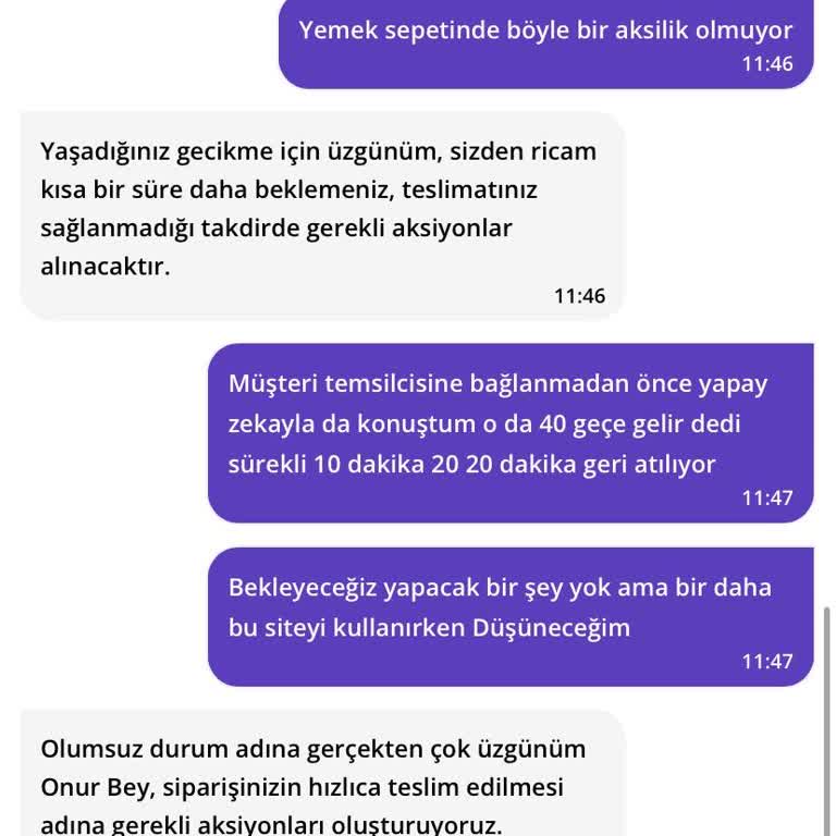 Getir Yemek'te Geciken Sipariş Ve Müşteri Hizmetleri Sorunu