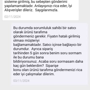 Yanlış Fiyat Gerekçesiyle Gönderilmeyen Ürün