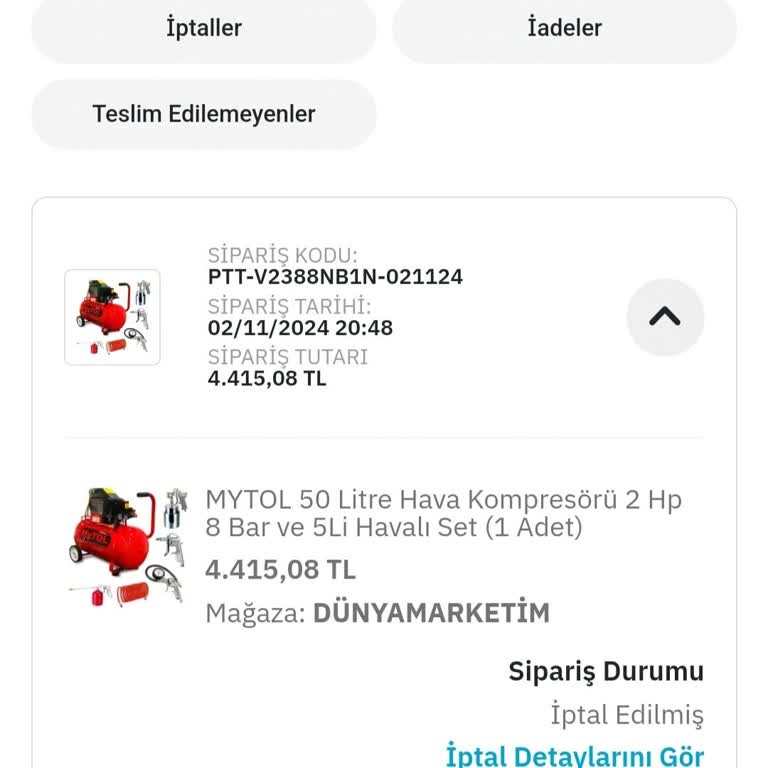 Yanıltıcı Satıcı Ve İptal Edilen Sipariş