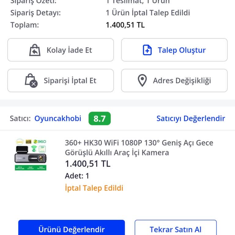 Sipariş İptali Ve Para İadesi Sorunu