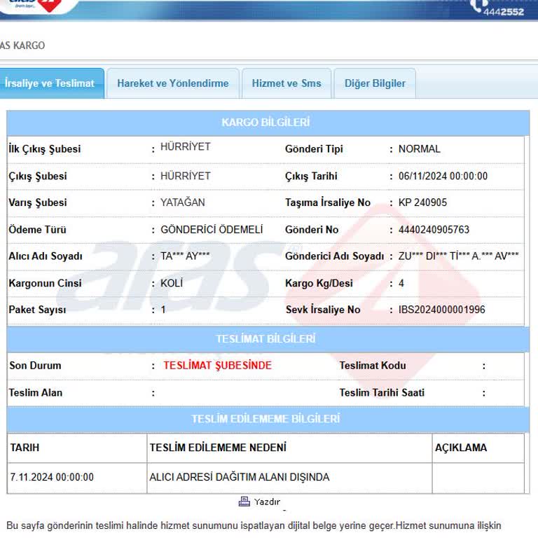 Dağıtım Bölgesi Dışında Kalan Adres İçin Bilgilendirme Talebi