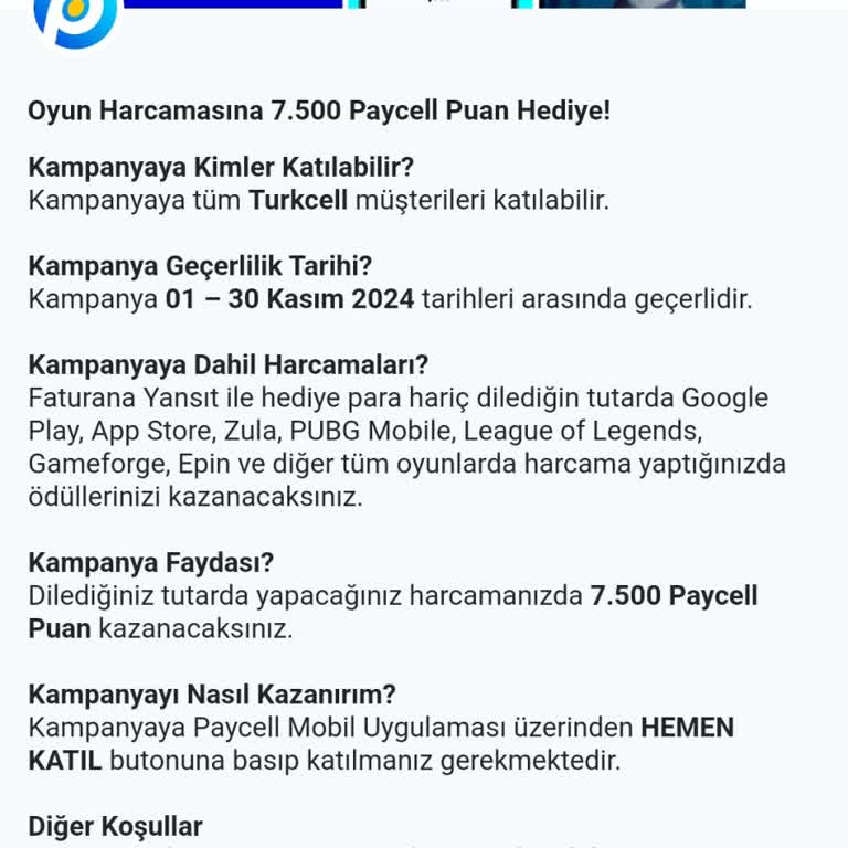 Paycell Puan Sorunu: Katılım Var, Puan Yok