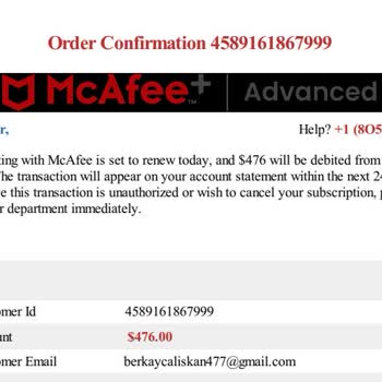 Sahte McAfee E-postası Ve Müşteri Hizmetlerine Ulaşamama Sorunu