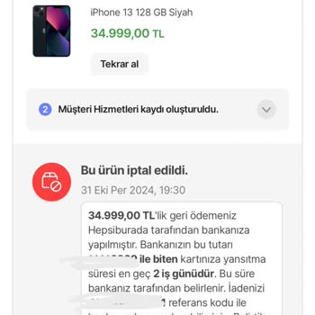 Hepsiburada'da İptal Edilen Sipariş Ve Para İadesi Sorunu