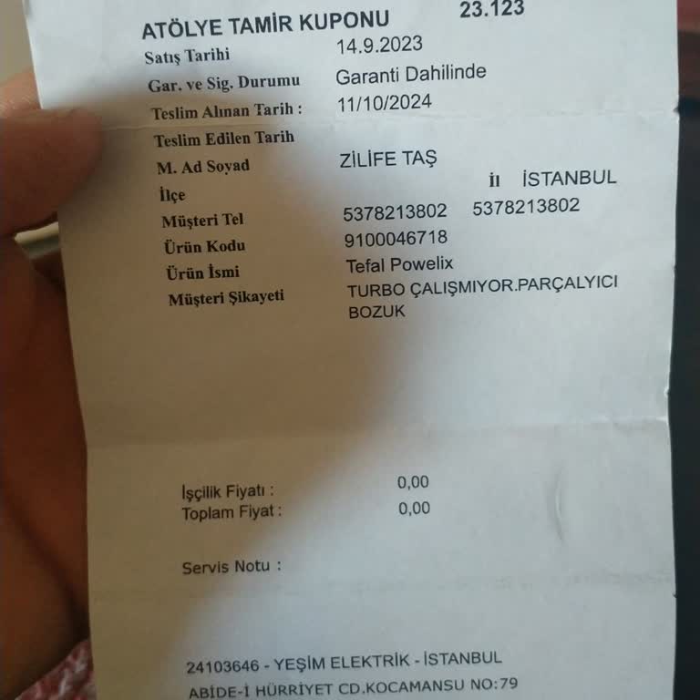 Tefal Blender Servis Süresi Aşıldı