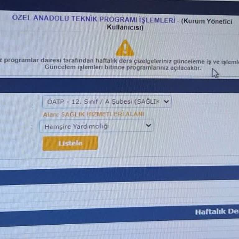 E-Okulda 12. Sınıf Ders Programı Sorunu
