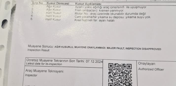 TÜVTÜRK Araç Muayenesinde Anlamsız Kusur - Şikayetvar