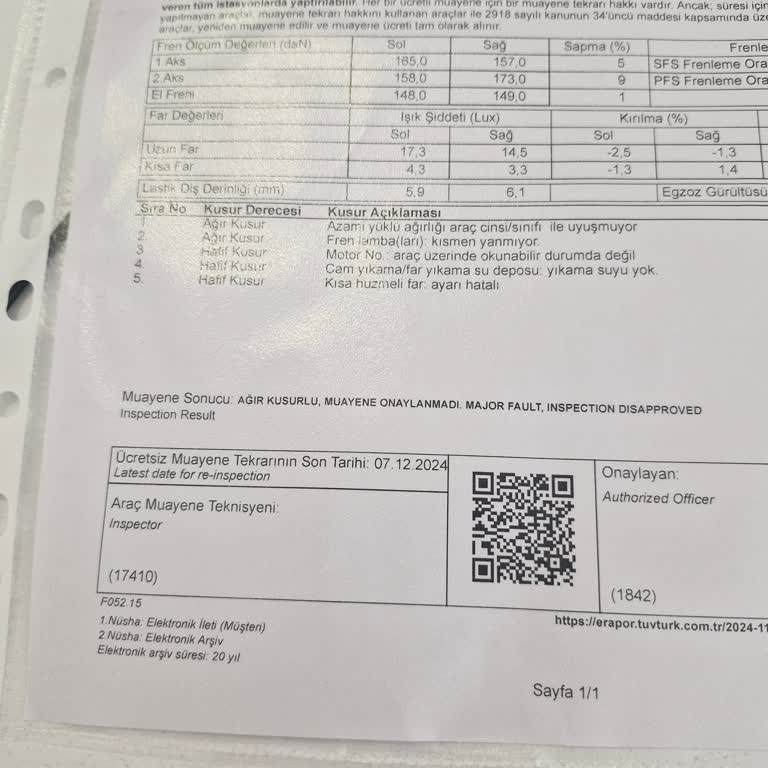 Araç Muayenesinde Anlamsız Kusur