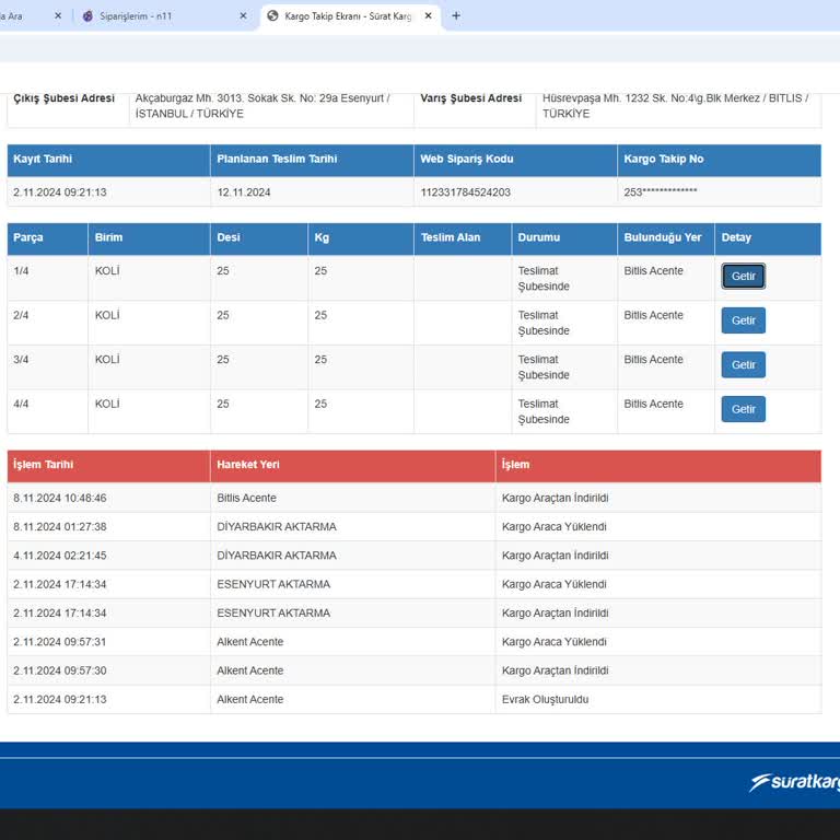 Sürat Kargo Aktarma Merkezinde Mağduriyet