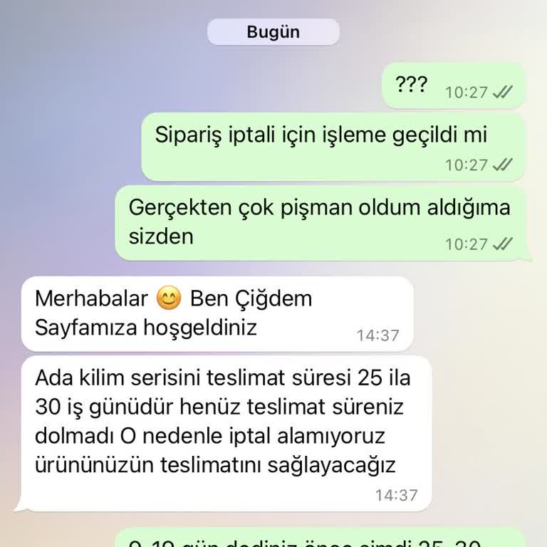 Teslimat Süresi Ve İptal Sorunu