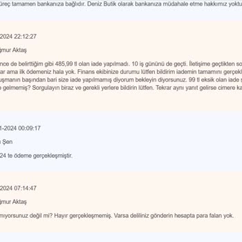 Deniz Butik'ten İade Sorunu Ve Müşteri Hizmetleri Hayal Kırıklığı