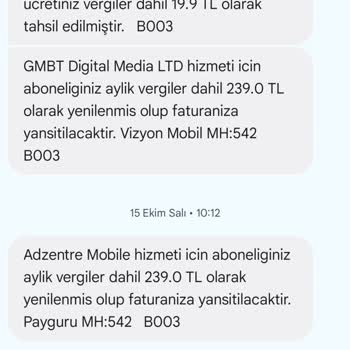 Habersiz Başlatılan Mobil Ödeme Abonelikleri