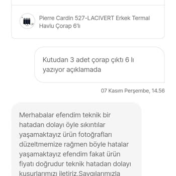 Eksik Gönderilen Termal Çoraplar Ve Yanıltıcı İlan