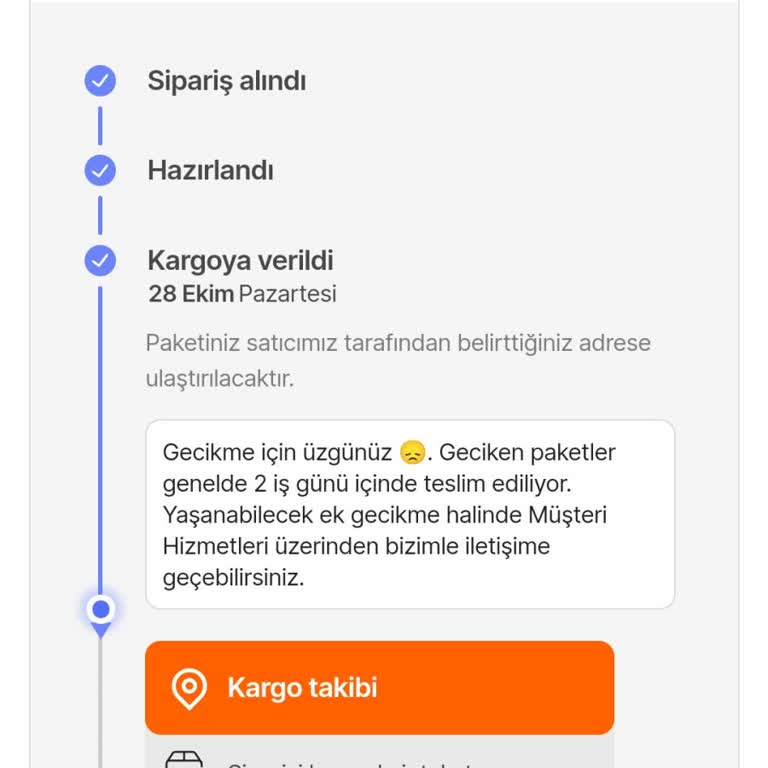 Teslimat Tarihi Geçen Sipariş Hala Ulaşmadı